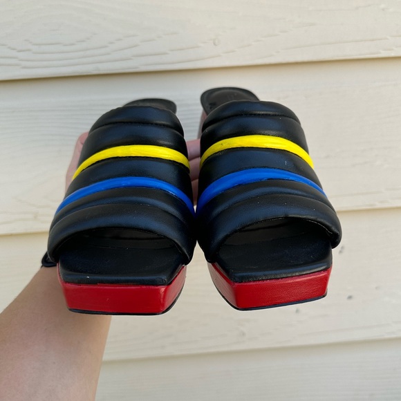 CUSTOM PAINTED Black Leather Platform Black Heels ‼️ - Picture 6 of 8